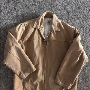 Carhartt Men's Brown Zip Up Jacket with Sherpa interior